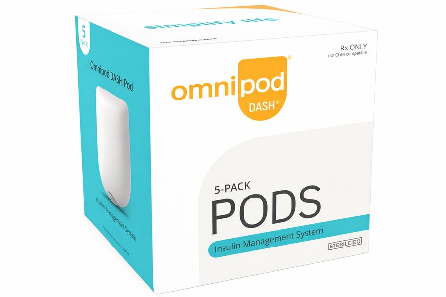 Sealed Omnipod insulin pump pod packaging