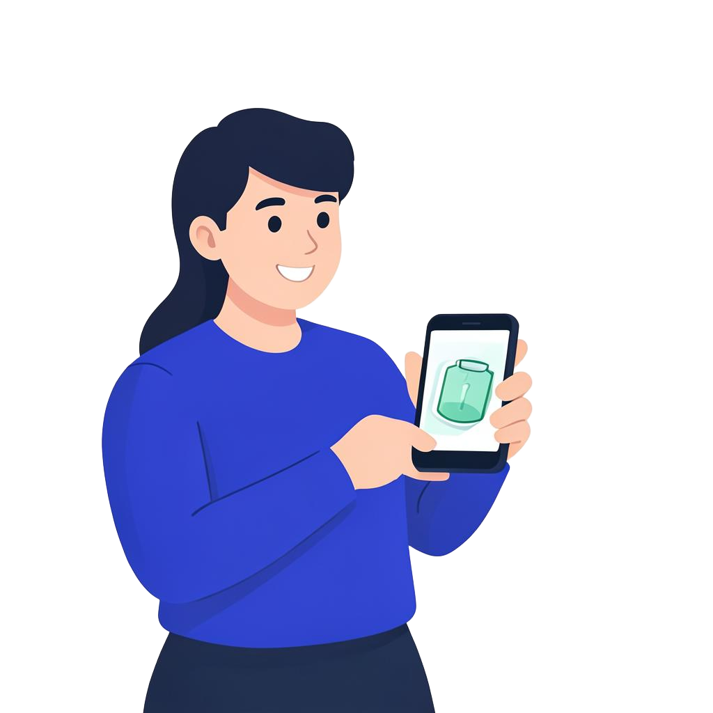 Illustration of a customer sending a photo of their diabetic supplies to get a quote